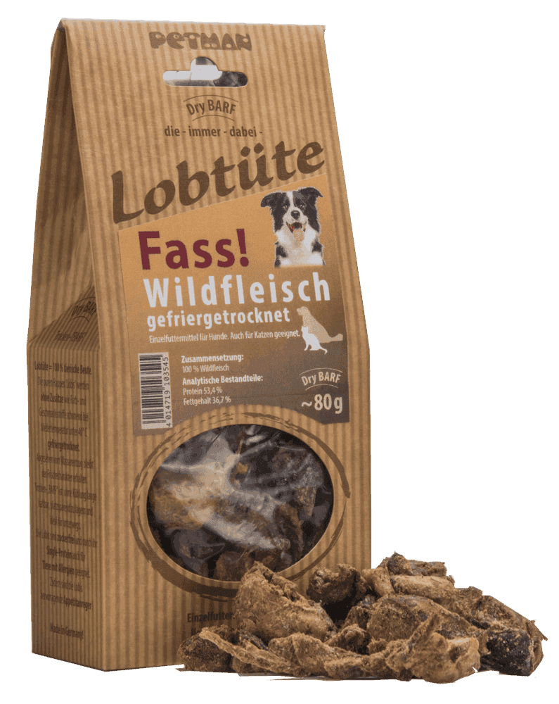 Lobtüte Wildfleisch "Fass!" 100% Fleisch 80g