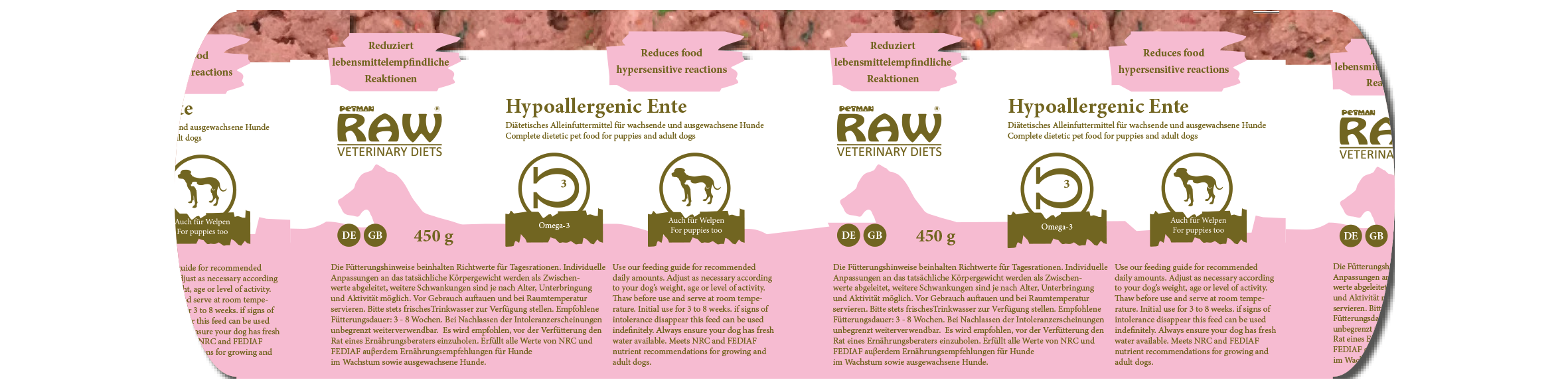 Raw Veterinary Diet 'Hypoallergenic Ente' 10x450g